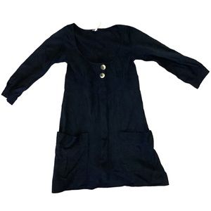 FREE PEOPLE Black Scoop Neck Babydoll Tunic w/Pockets-XS